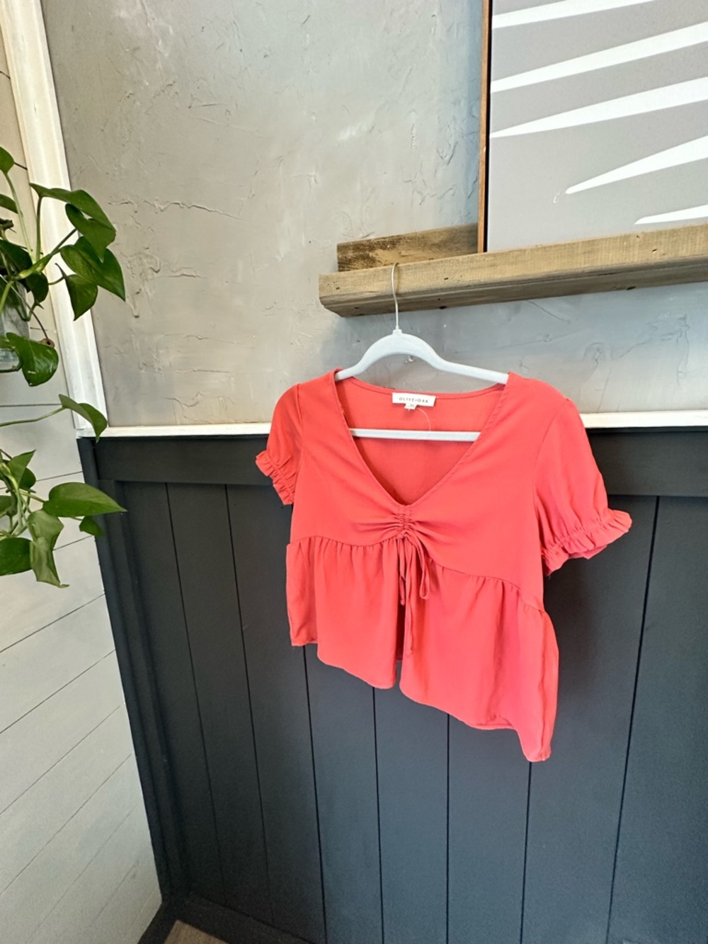Olive & Oak Coral Lightweight Women's Peasant‎ Tie Blouse size XS